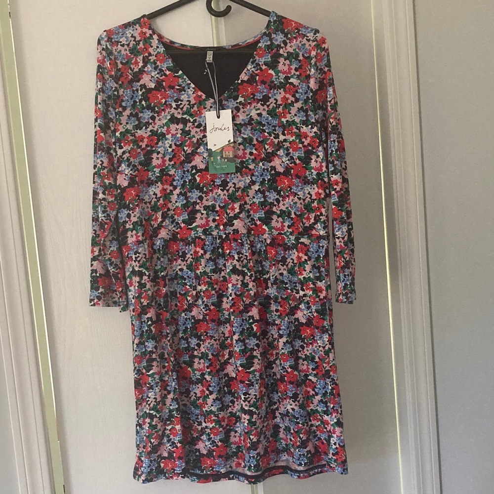 Joules women’s floral 3/4 sleeve knit Erin dress size US 8 UK 12 new
